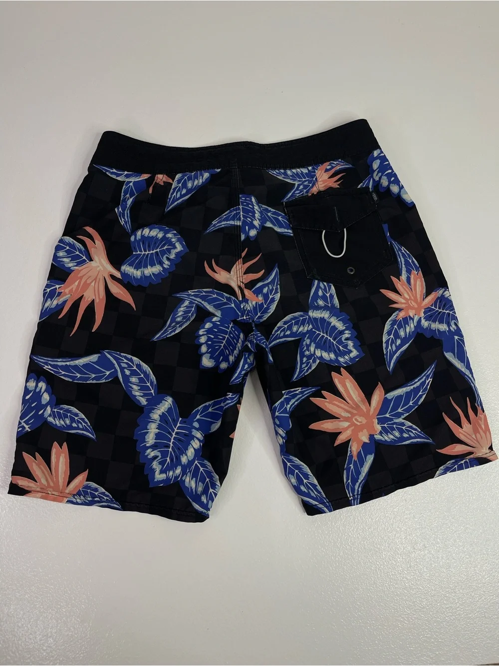Vans Mens Board Shorts Floral Checkered Swim Trunks Drawstring Pocket Size M